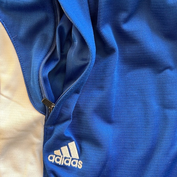 Adidas Climalite Track Warmup Pants Baggy Blue/White Zip Ankle Wide Leg Large - Picture 7 of 8